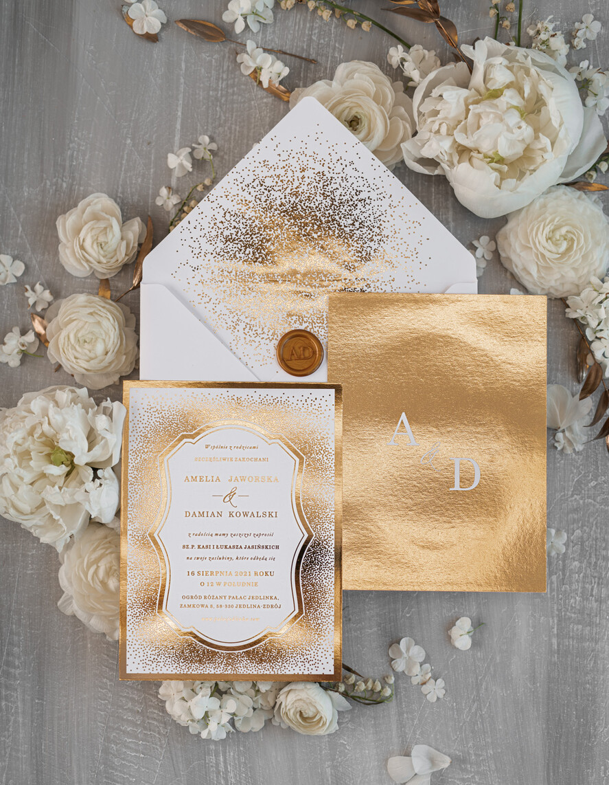 Zaproszenia ślubne Złote Glamour niepowtarzalne zaproszenia ślubne, elegancki styl glamour10