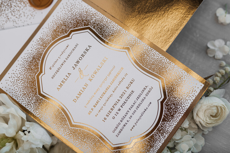 Zaproszenia ślubne Złote Glamour niepowtarzalne zaproszenia ślubne, elegancki styl glamour12