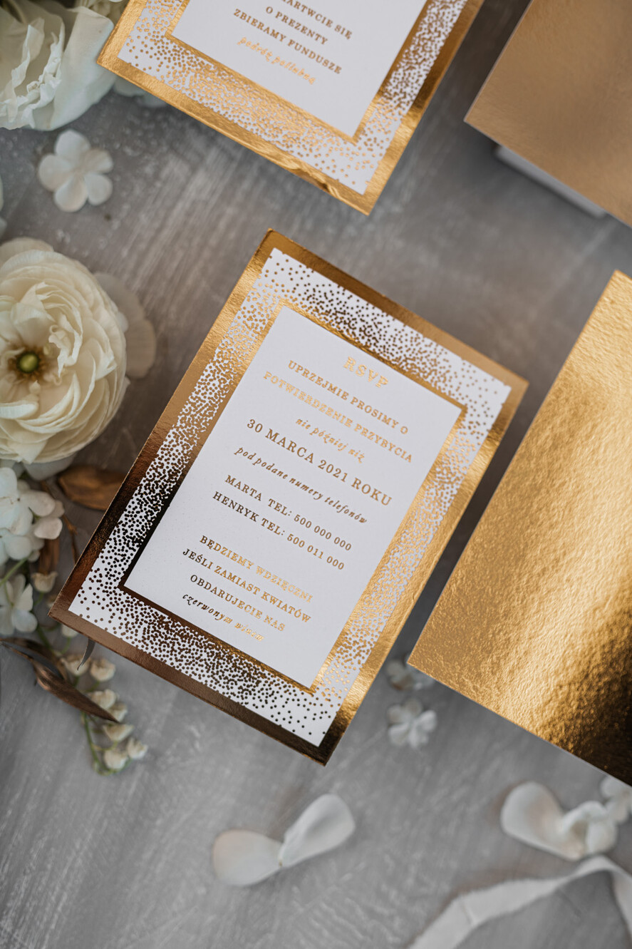 Zaproszenia ślubne Złote Glamour niepowtarzalne zaproszenia ślubne, elegancki styl glamour15