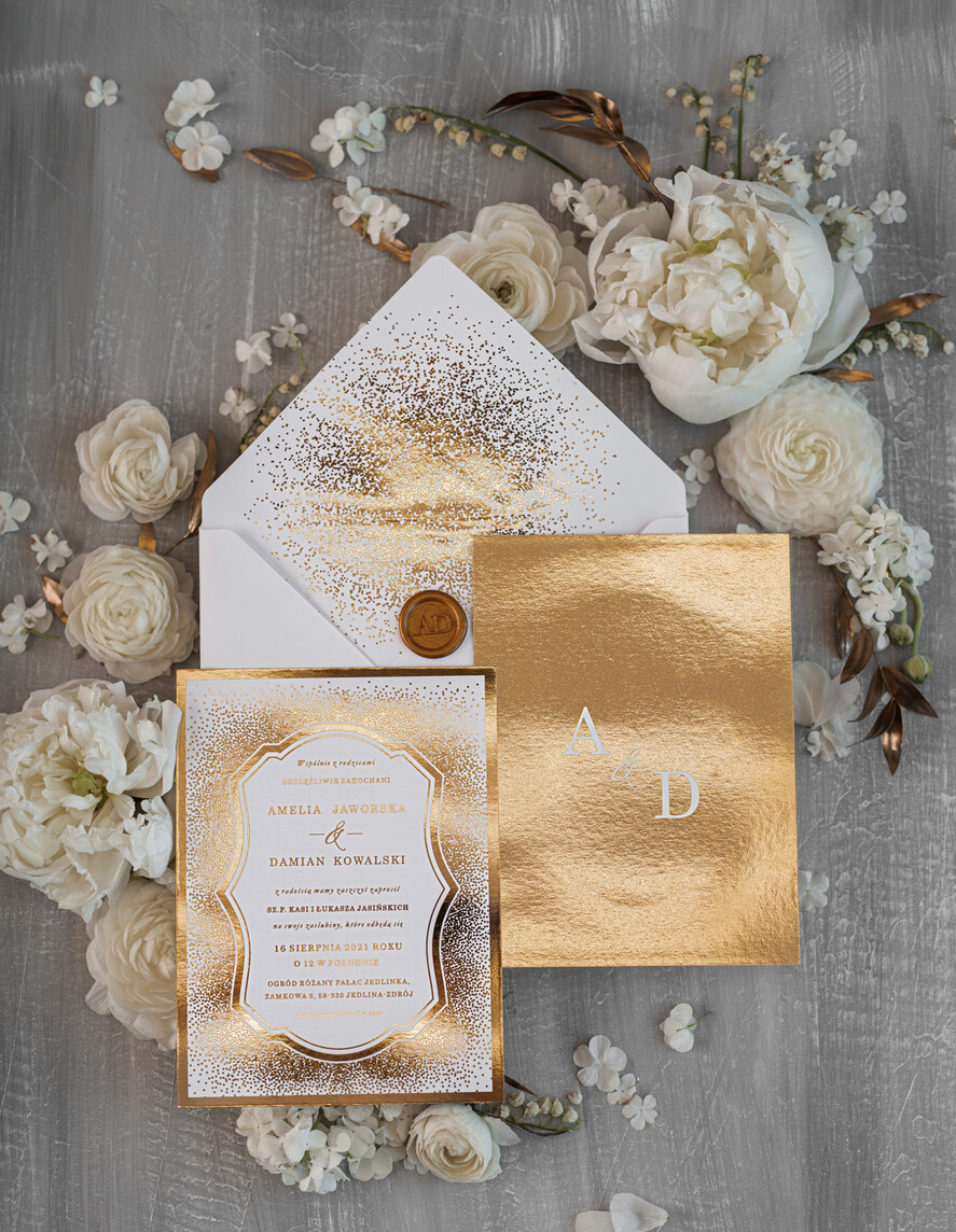 Zaproszenia ślubne Złote Glamour niepowtarzalne zaproszenia ślubne, elegancki styl glamour4
