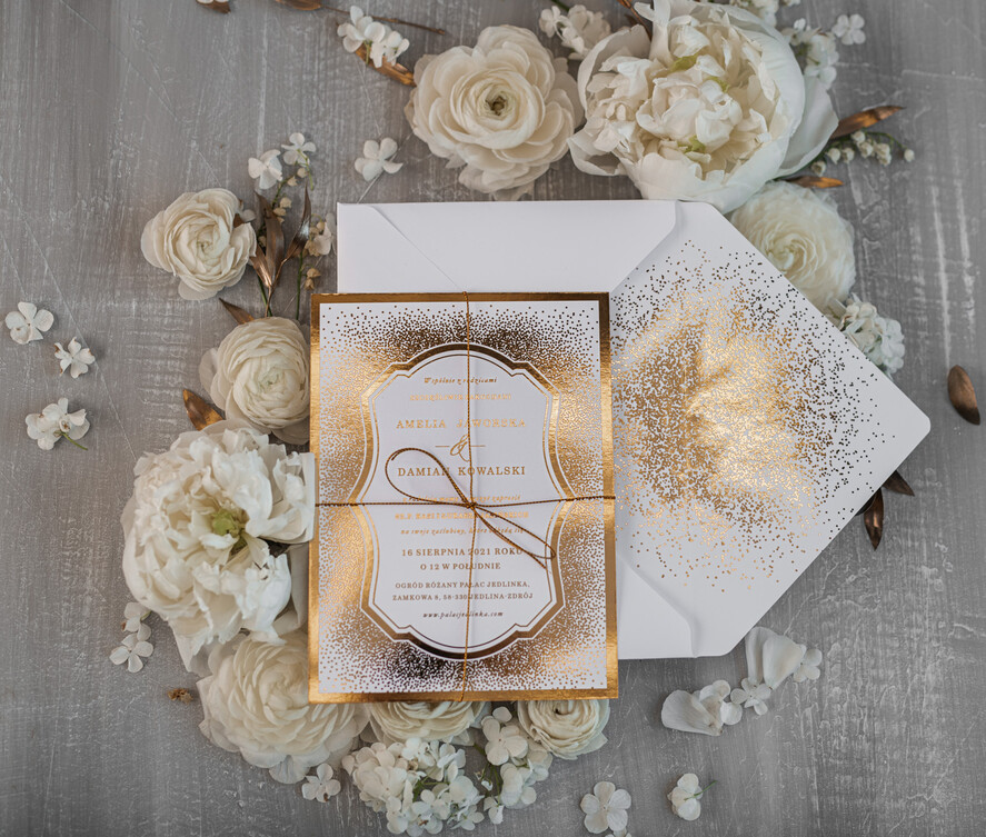 Zaproszenia ślubne Złote Glamour niepowtarzalne zaproszenia ślubne, elegancki styl glamour9
