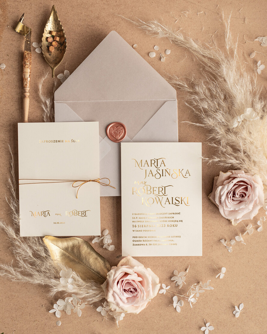 Zaproszenia ślubne Złote Glamour zaproszenia ślubne wykonywane ręcznie, glamour błyszczące złote1