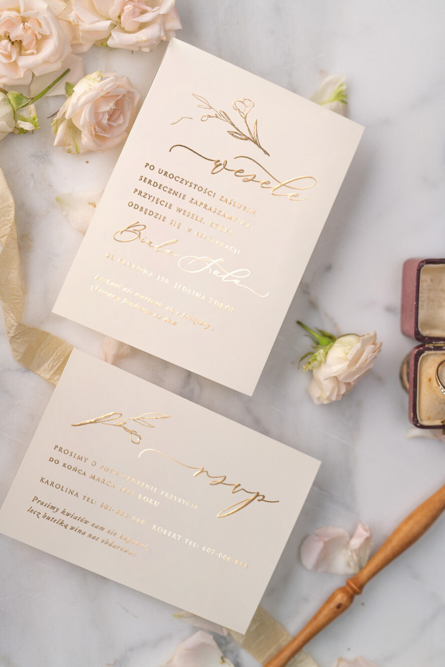 Zaproszenia ślubne Złote Glamour spersonalizowane zaproszenia na ślub glamour złote i srebrne litery delikatne zaproszenia ze sznurkiem  4