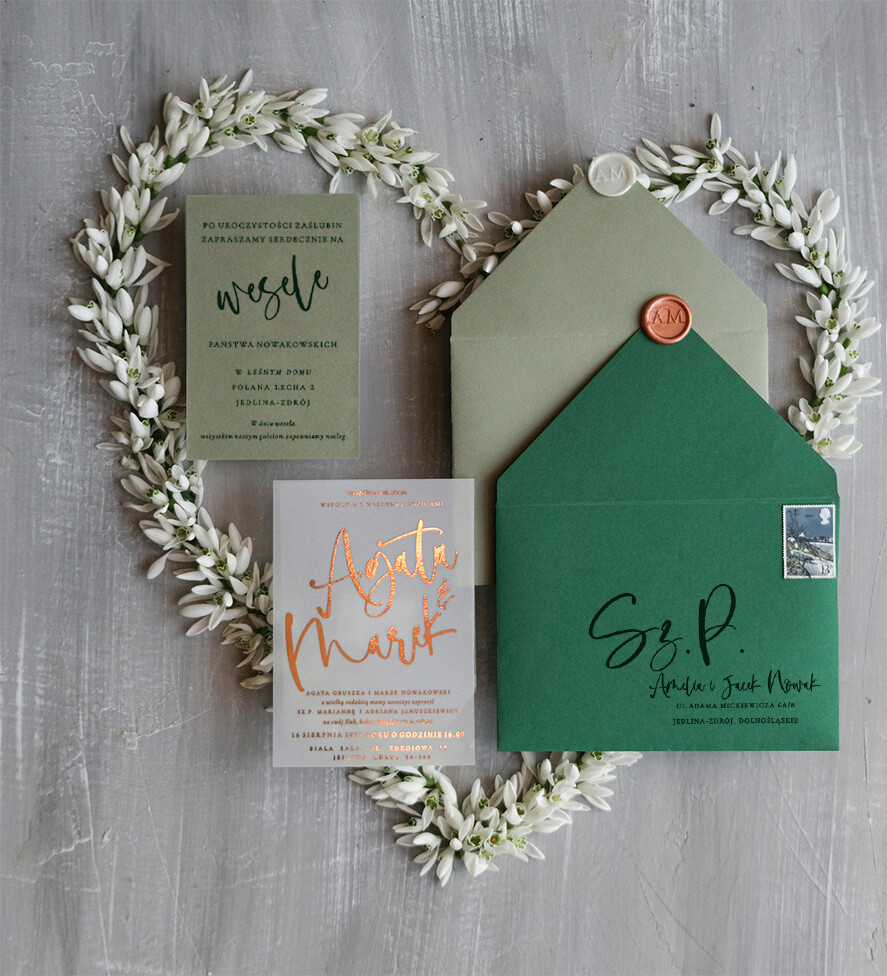 Zaproszenia ślubne Złote Glamour piękne zaproszenia ślubne złote litery zaproszenia na ślub z konwaliami 1