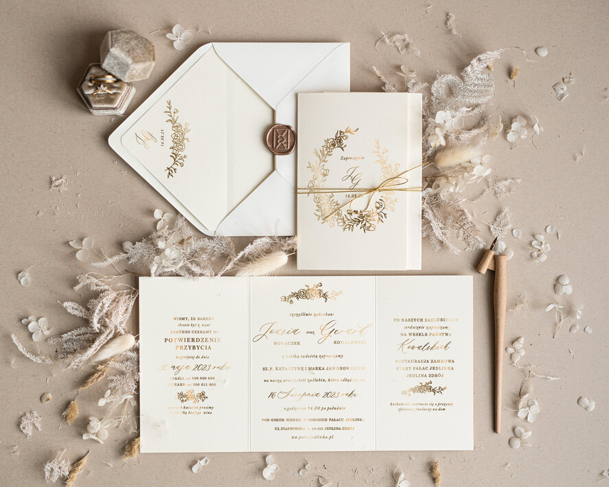 Zaproszenia ślubne Złote Glamour personalizowane zaproszenia ślubne, zlote glamour1