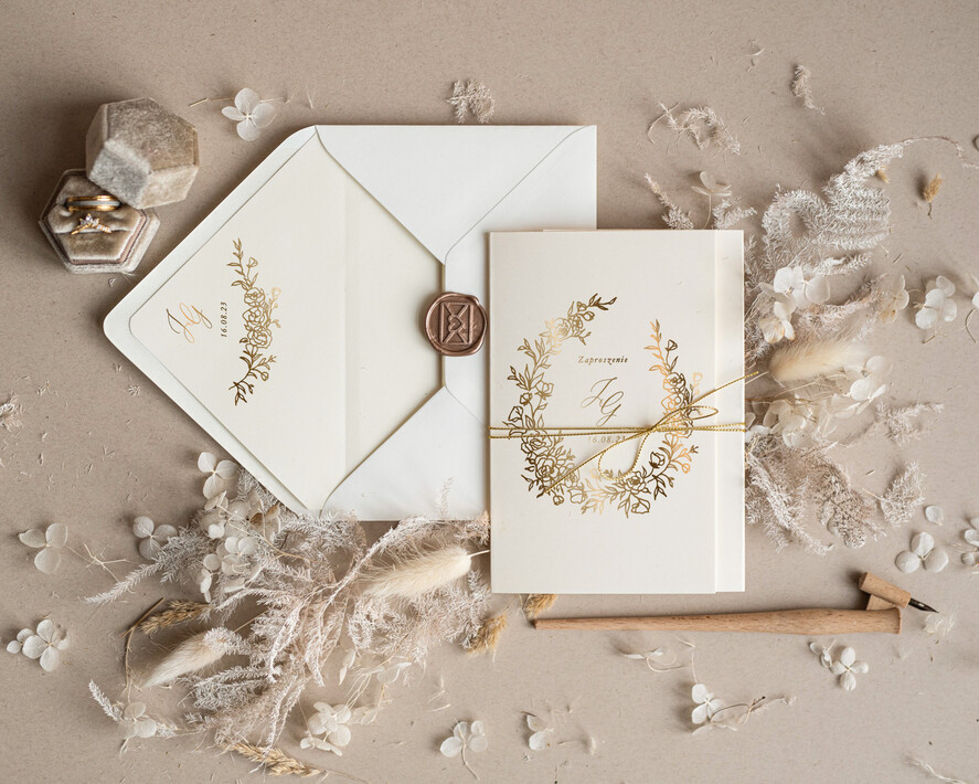 Zaproszenia ślubne Złote Glamour personalizowane zaproszenia ślubne, zlote glamour0
