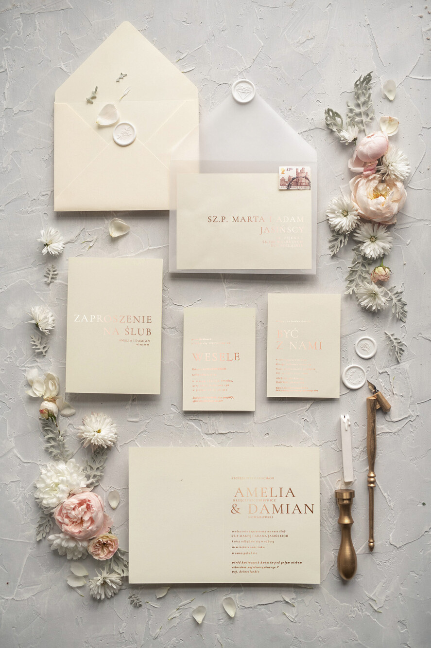 Zaproszenia ślubne Złote Glamour Minimalistyczne  Złote Zaproszenia Ślubne,  Proste  Złocone Zaproszenia na Ślub  Zaproszenie ślubne  2