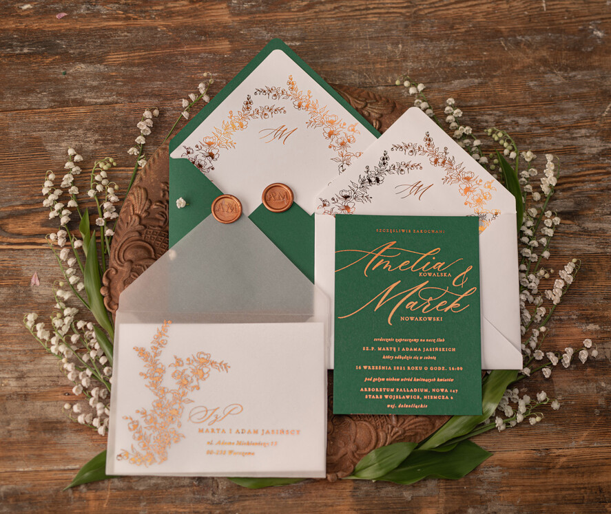 Zaproszenia ślubne Złote Glamour Złocone Eukaliptus Zaproszenia Ślubne Zieleń i Złoto  Zaproszenia na Ślub Delikatne Zaproszenie Ślubne Zielone Eukaliptus10