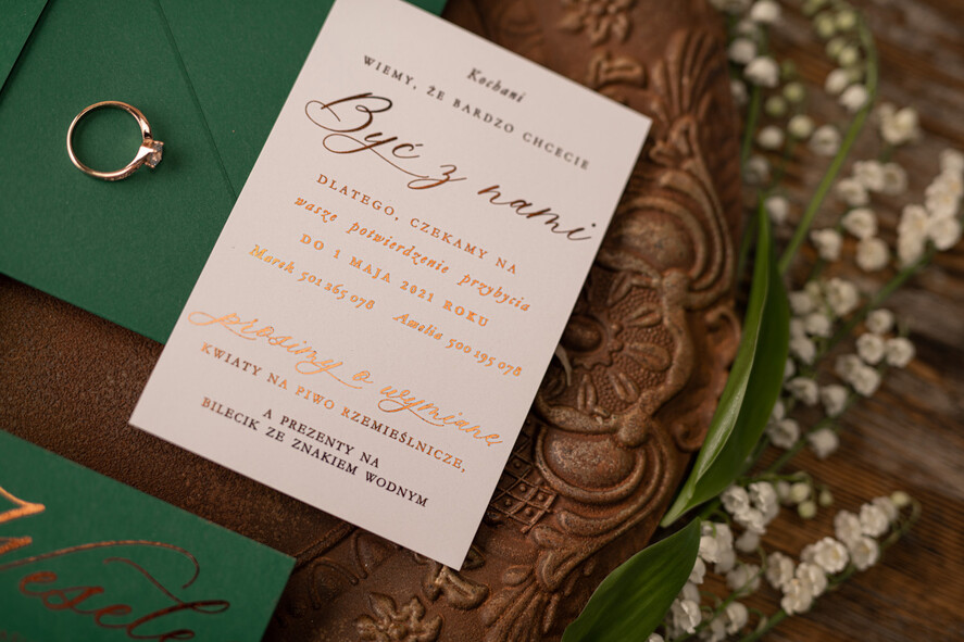 Zaproszenia ślubne Złote Glamour Złocone Eukaliptus Zaproszenia Ślubne Zieleń i Złoto  Zaproszenia na Ślub Delikatne Zaproszenie Ślubne Zielone Eukaliptus11