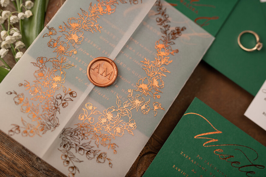 Zaproszenia ślubne Złote Glamour Złocone Eukaliptus Zaproszenia Ślubne Zieleń i Złoto  Zaproszenia na Ślub Delikatne Zaproszenie Ślubne Zielone Eukaliptus15