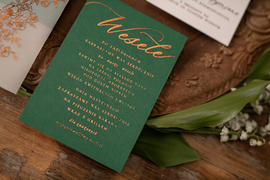 Zaproszenia ślubne Złote Glamour Złocone Eukaliptus Zaproszenia Ślubne Zieleń i Złoto  Zaproszenia na Ślub Delikatne Zaproszenie Ślubne Zielone Eukaliptus16