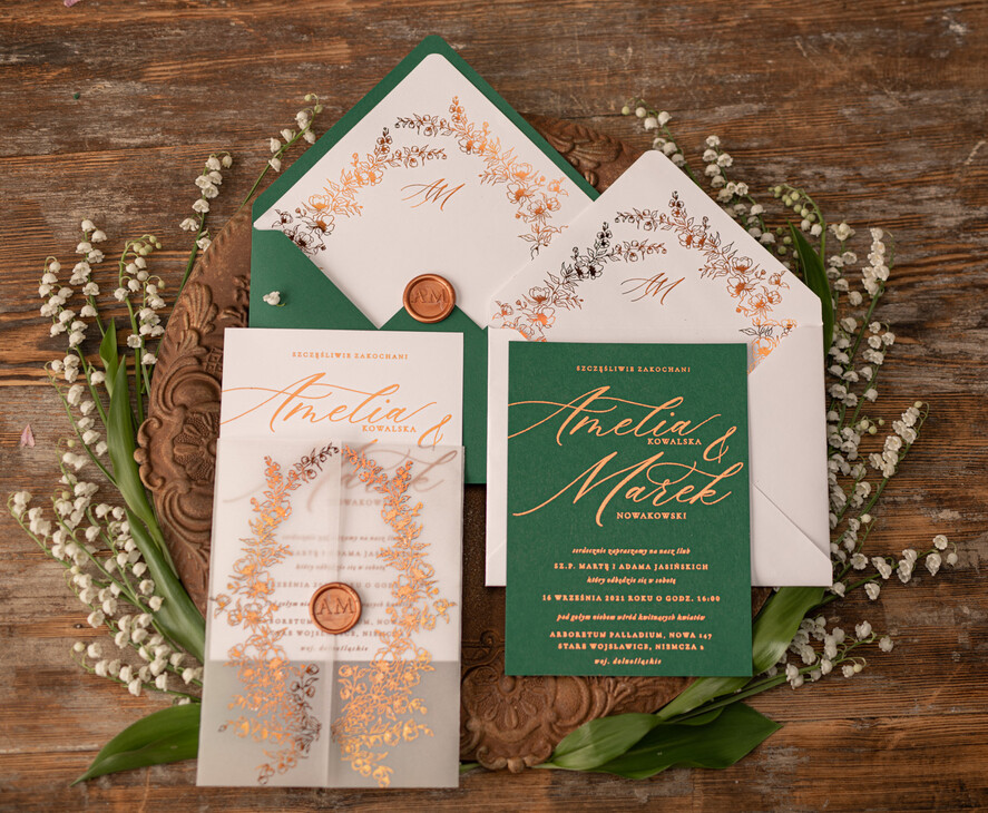 Zaproszenia ślubne Złote Glamour Złocone Eukaliptus Zaproszenia Ślubne Zieleń i Złoto  Zaproszenia na Ślub Delikatne Zaproszenie Ślubne Zielone Eukaliptus2