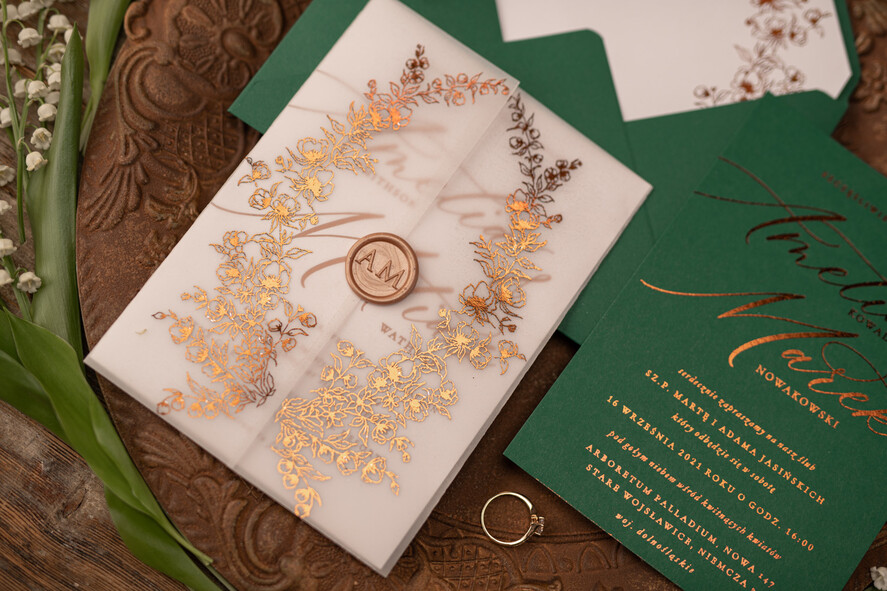 Zaproszenia ślubne Złote Glamour Złocone Eukaliptus Zaproszenia Ślubne Zieleń i Złoto  Zaproszenia na Ślub Delikatne Zaproszenie Ślubne Zielone Eukaliptus4