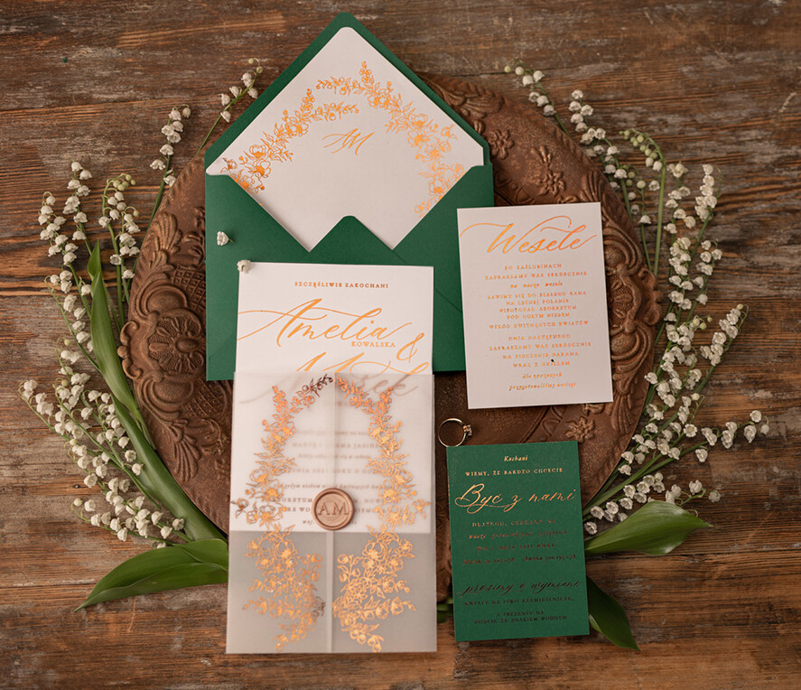 Zaproszenia ślubne Złote Glamour Złocone Eukaliptus Zaproszenia Ślubne Zieleń i Złoto  Zaproszenia na Ślub Delikatne Zaproszenie Ślubne Zielone Eukaliptus5