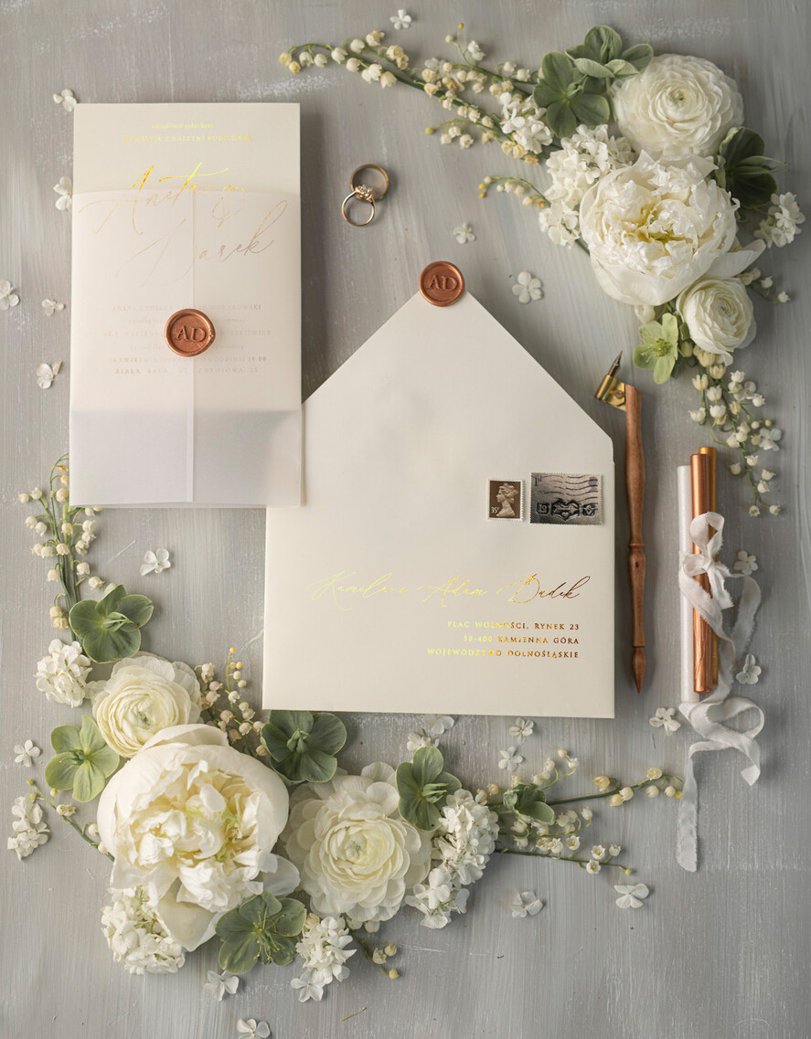 Zaproszenia ślubne Złote Glamour nietypowe eleganckie zaproszenia ślubne idealne na wesele ze złotem3