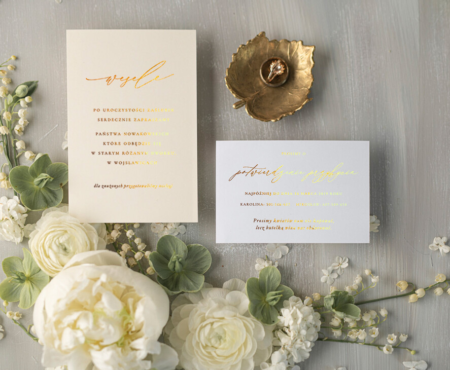 Zaproszenia ślubne Złote Glamour nietypowe eleganckie zaproszenia ślubne idealne na wesele ze złotem4