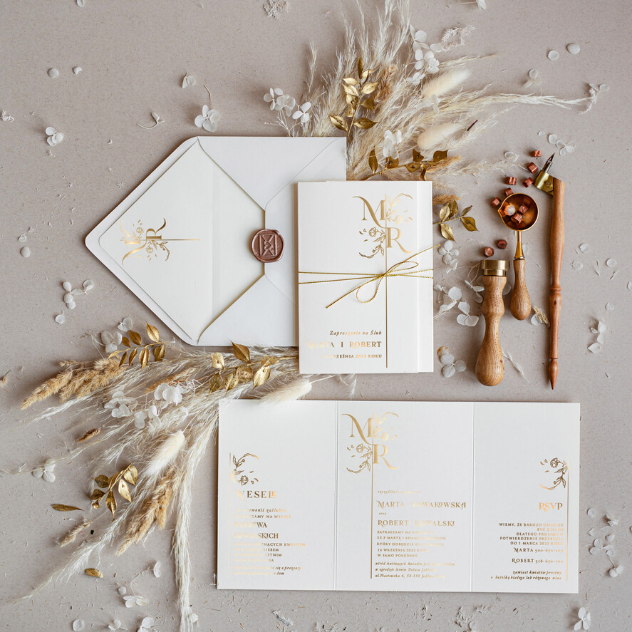 Zaproszenia ślubne Złote Glamour kartki ślubne ręcznie robione, luksusowe wesele w zamku, świecący nadruk na zaproszeniach 0