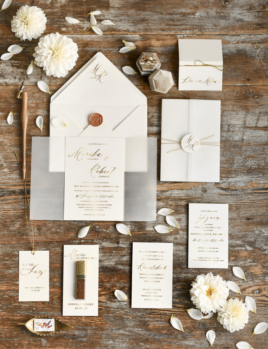 Zaproszenia ślubne Złote Glamour zaproszenia ślubne ręcznie robione, złote glamour3