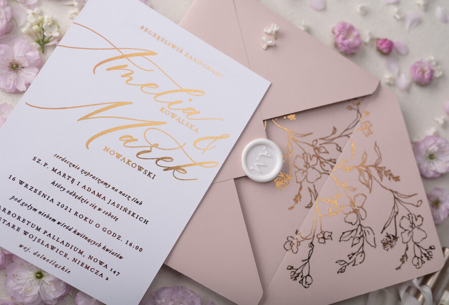 Zaproszenia ślubne Złote Glamour zaproszenia ślubne ręcznie robione glamour wesele w pałacu  4