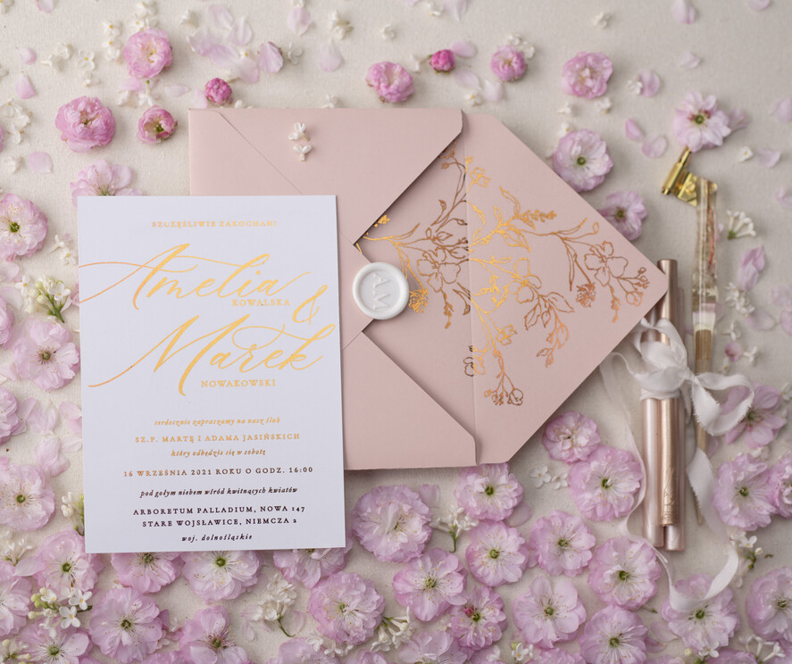 Zaproszenia ślubne Złote Glamour zaproszenia ślubne ręcznie robione glamour wesele w pałacu  5