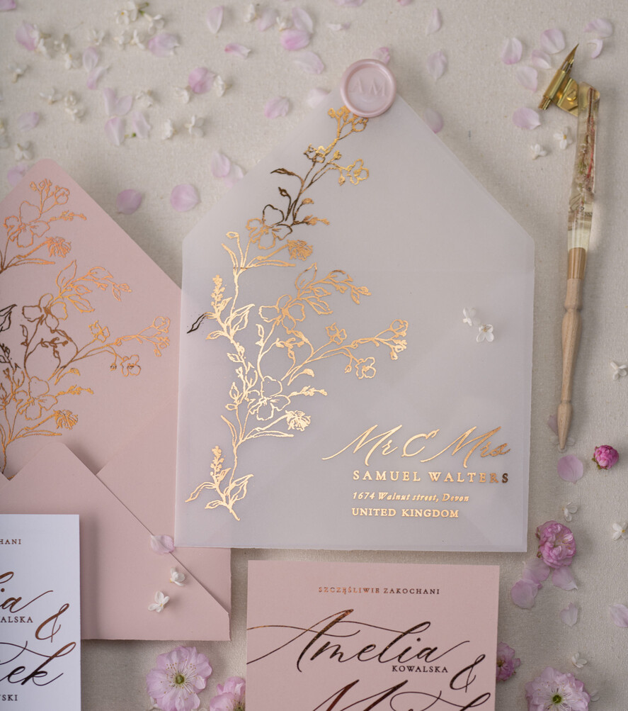 Zaproszenia ślubne Złote Glamour zaproszenia ślubne ręcznie robione glamour wesele w pałacu  9