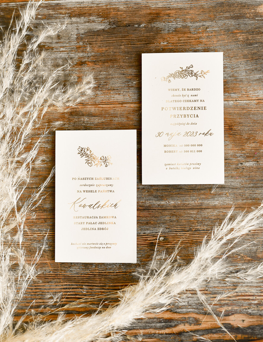 Zaproszenia ślubne Złote Glamour modne zaproszenia na ślub, elegancki styl glamour2