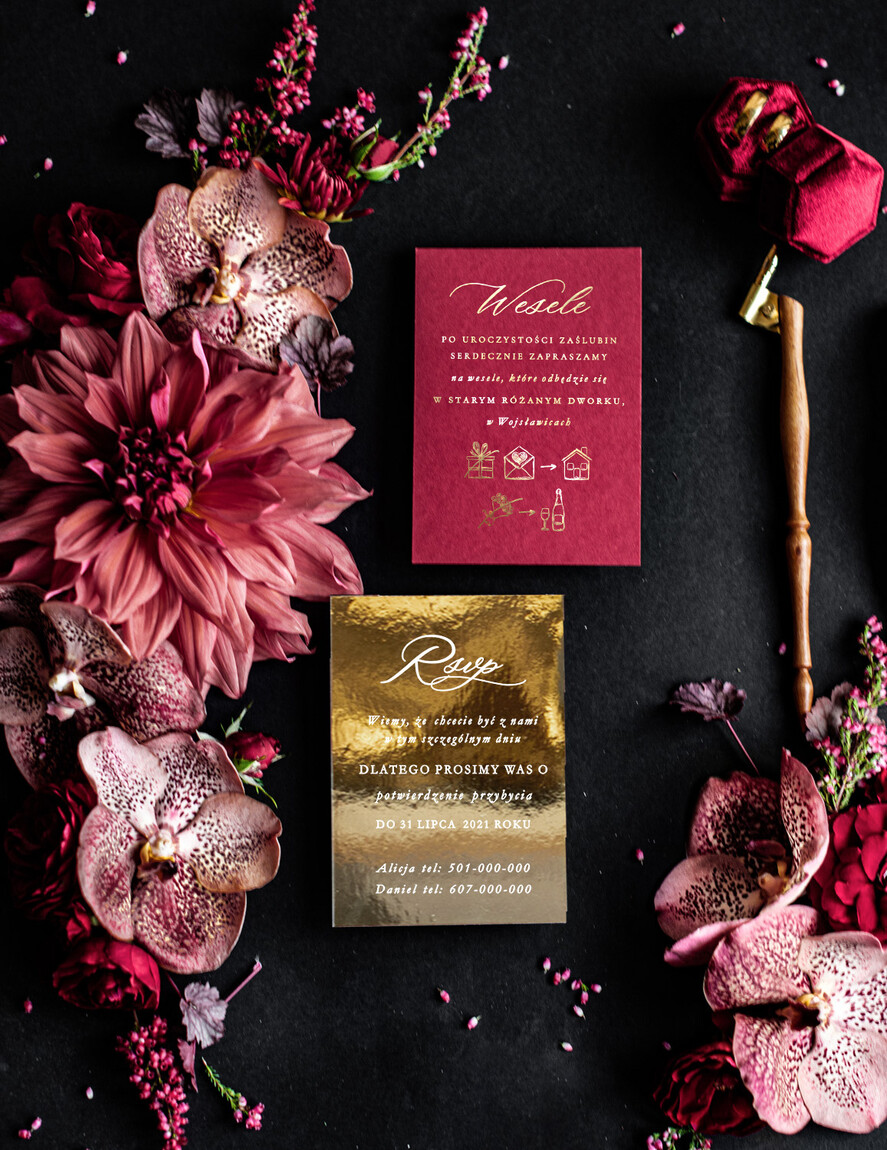 Zaproszenia ślubne Złote Glamour zaproszenia ślubne ręcznie robione w stylu glamour zaproszenia na pleksie 2
