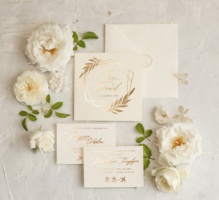 Zaproszenia ślubne Złote Glamour Złote  Minimalistyczne zaproszenia ślubne,  proste złocone zaproszenie ślubne Nowoczesne zaproszenie na ślub6