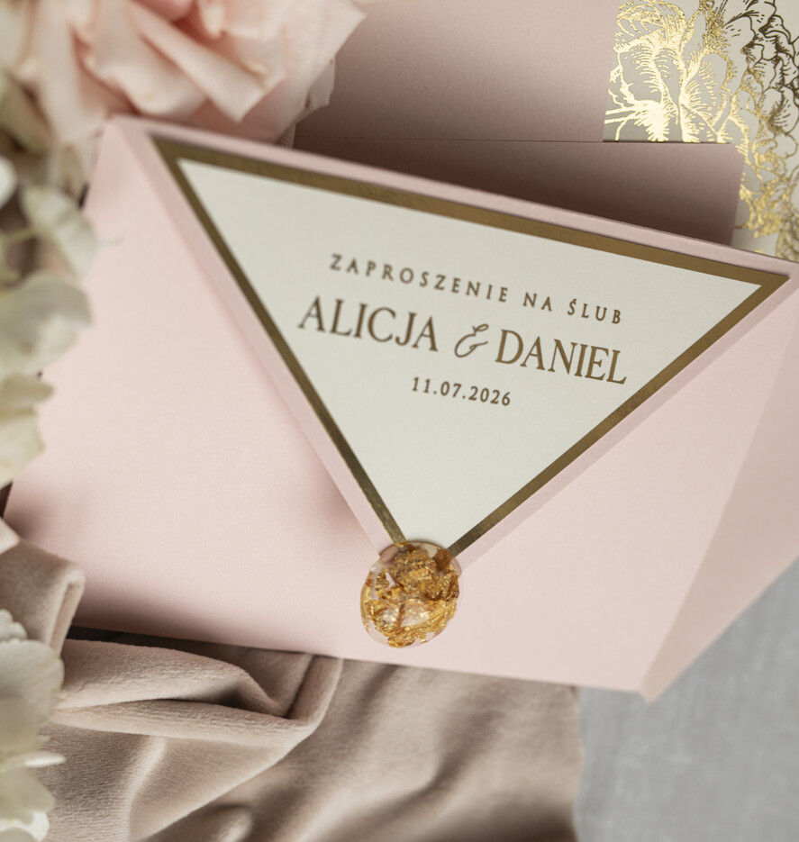 Zaproszenia ślubne Złote Glamour wyjątkowe zaproszenia ślubne Eleganckie Złote Zaproszenia Ślubne, Delikatne Zaproszenie Na Ślub, Zaproszenie Ślubne W Stylu Glamour, Złote Litery Na Zaproszeniach Ślubnych 4