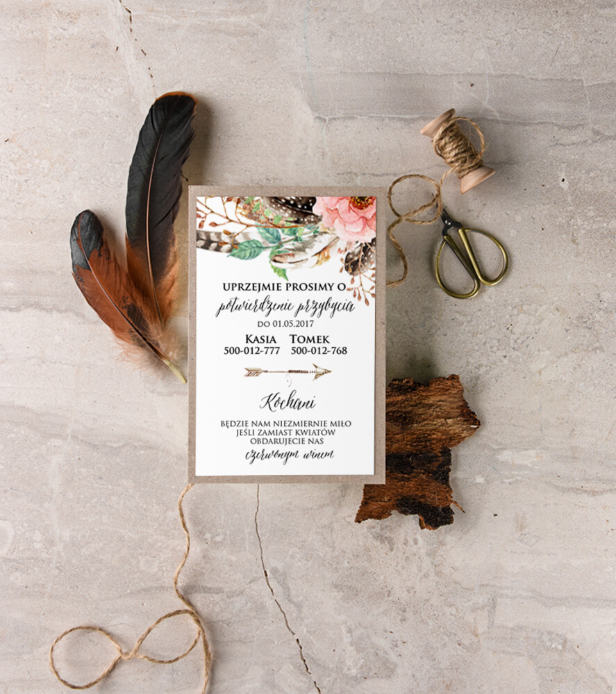 Zaproszenia ślubne Boho  unikatowe zaproszenia ślubne, boho styl kwiatowy elegancki3