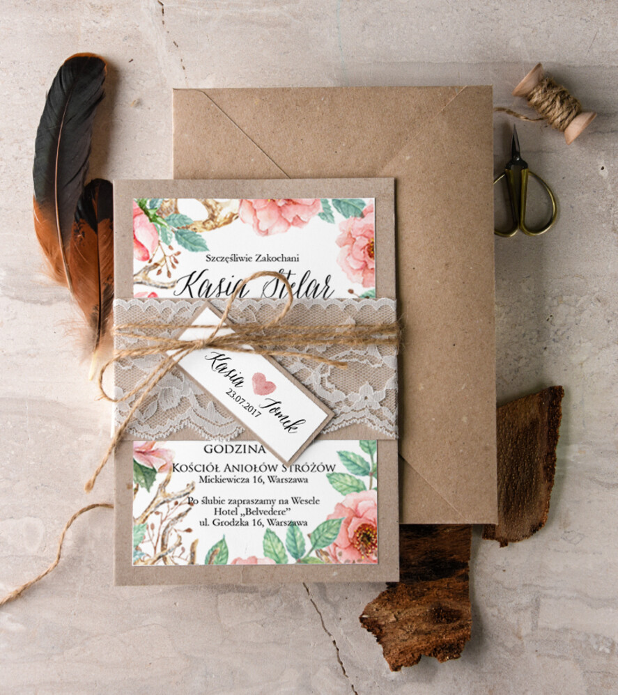 Zaproszenia ślubne Boho  unikatowe zaproszenia ślubne, boho styl kwiatowy elegancki4
