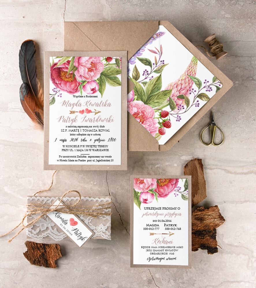 Zaproszenia ślubne Boho  modne zaproszenia ślubne, idealne do boho stylizacji0