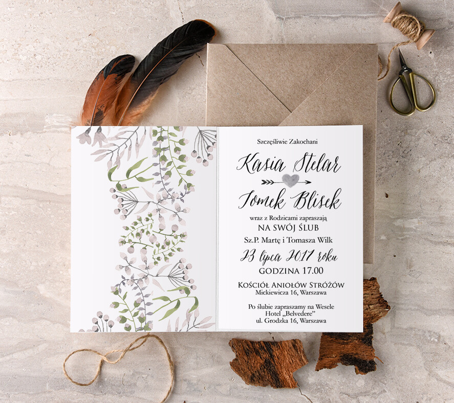 Zaproszenia ślubne Boho  zaproszenia ślubne robione na zamówienie, romantyczne boho wesele1