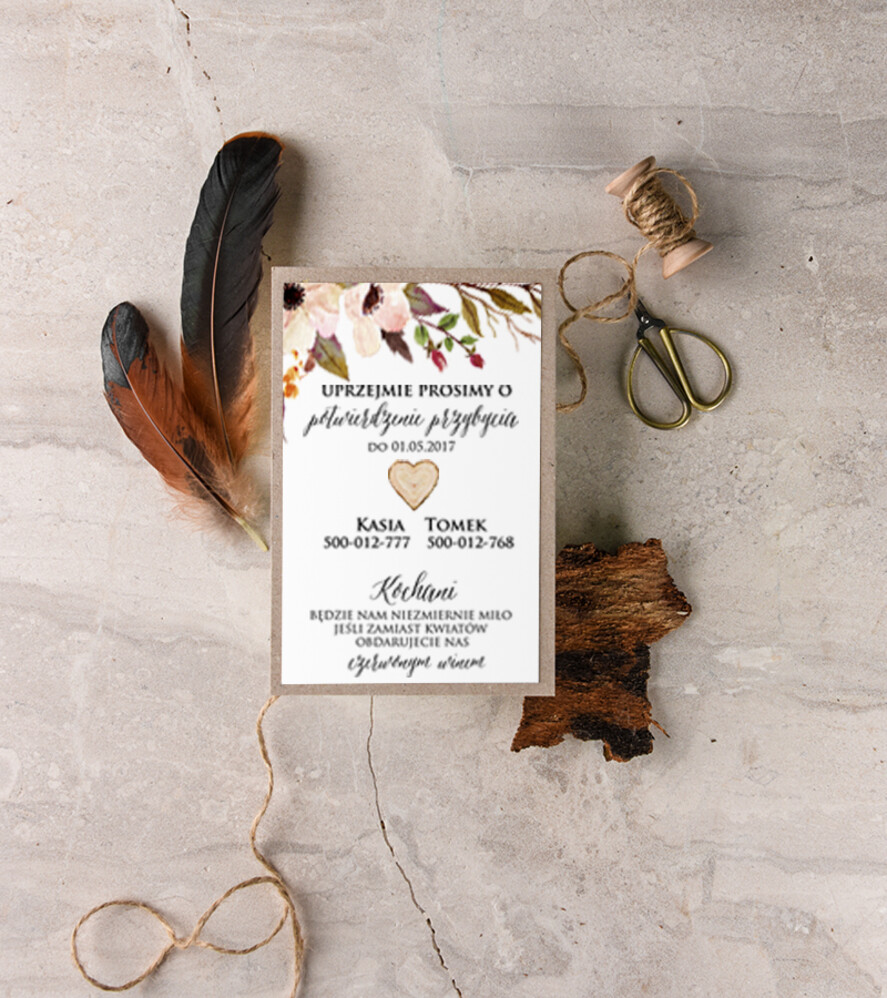 Zaproszenia ślubne Boho  nietypowe zaproszenia weselne, romantyczne boho wesele2