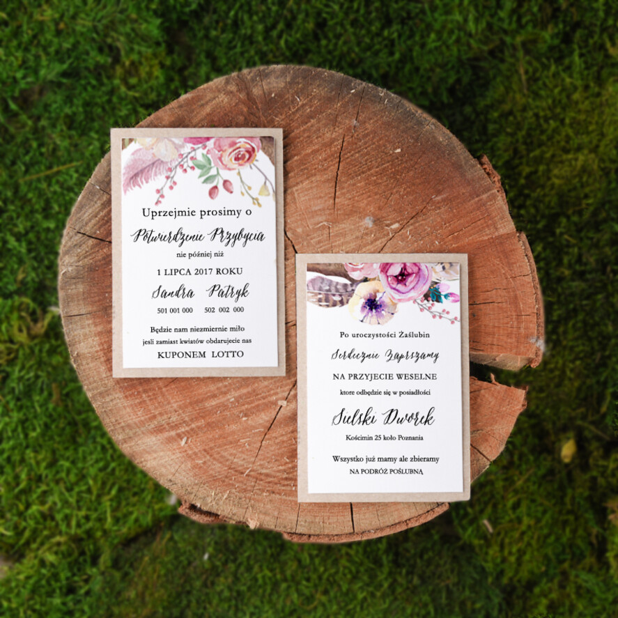Zaproszenia ślubne Boho  modne zaproszenia na ślub, w stylu boho3