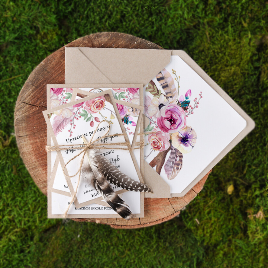 Zaproszenia ślubne Boho  modne zaproszenia na ślub, w stylu boho4