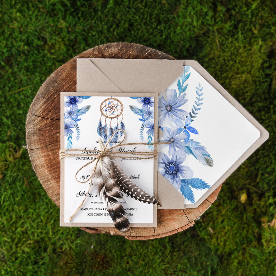 Zaproszenia ślubne Boho  robione ręcznie zaproszenia ślubne, boho glam styl1