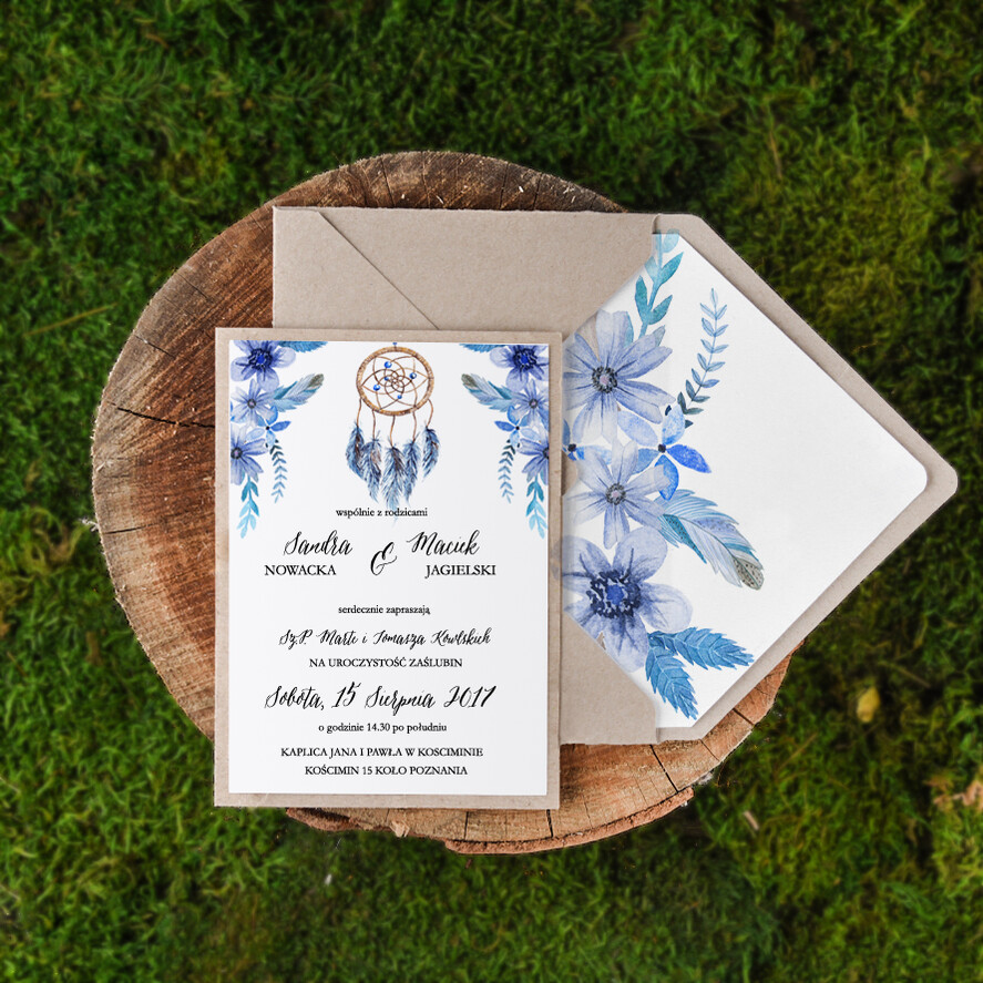 Zaproszenia ślubne Boho  robione ręcznie zaproszenia ślubne, boho glam styl2