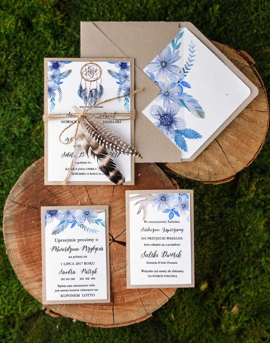 Zaproszenia ślubne Boho  robione ręcznie zaproszenia ślubne, boho glam styl0