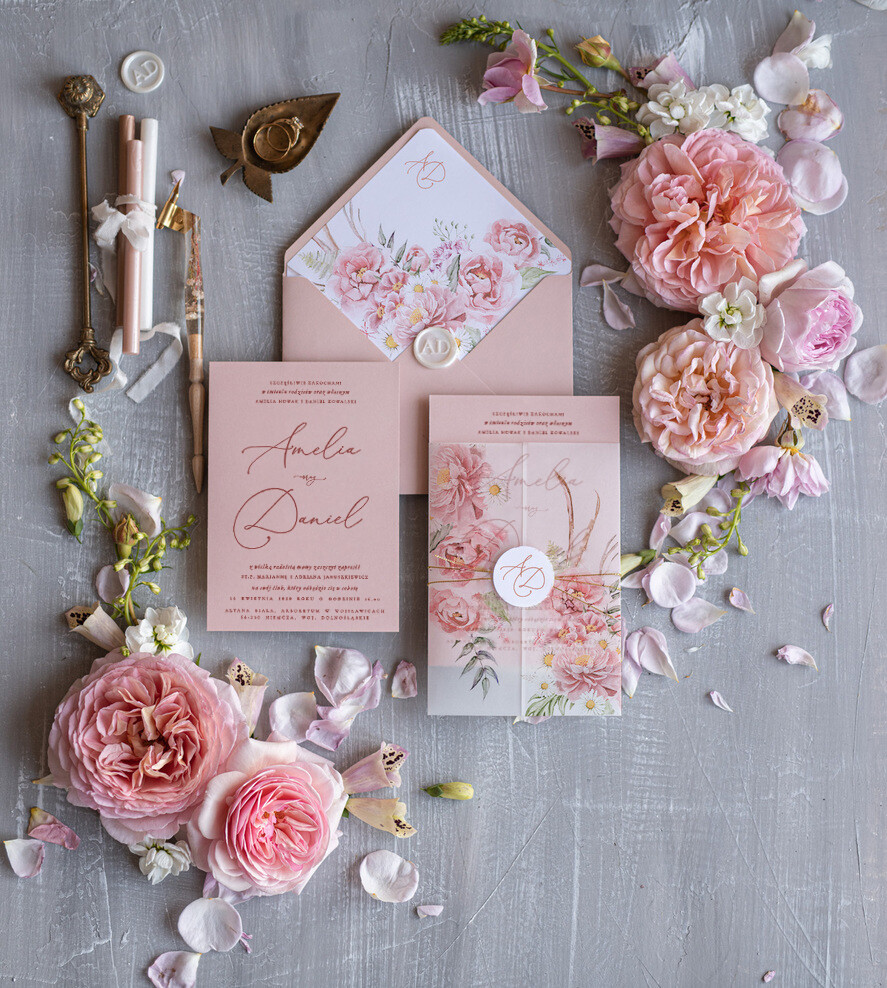 Zaproszenia ślubne Boho  Boho Zaproszenia Ślubne Różowe  Minimalistyczne Zaproszenia na Ślub Delikatne Zaproszenie Ślubne5