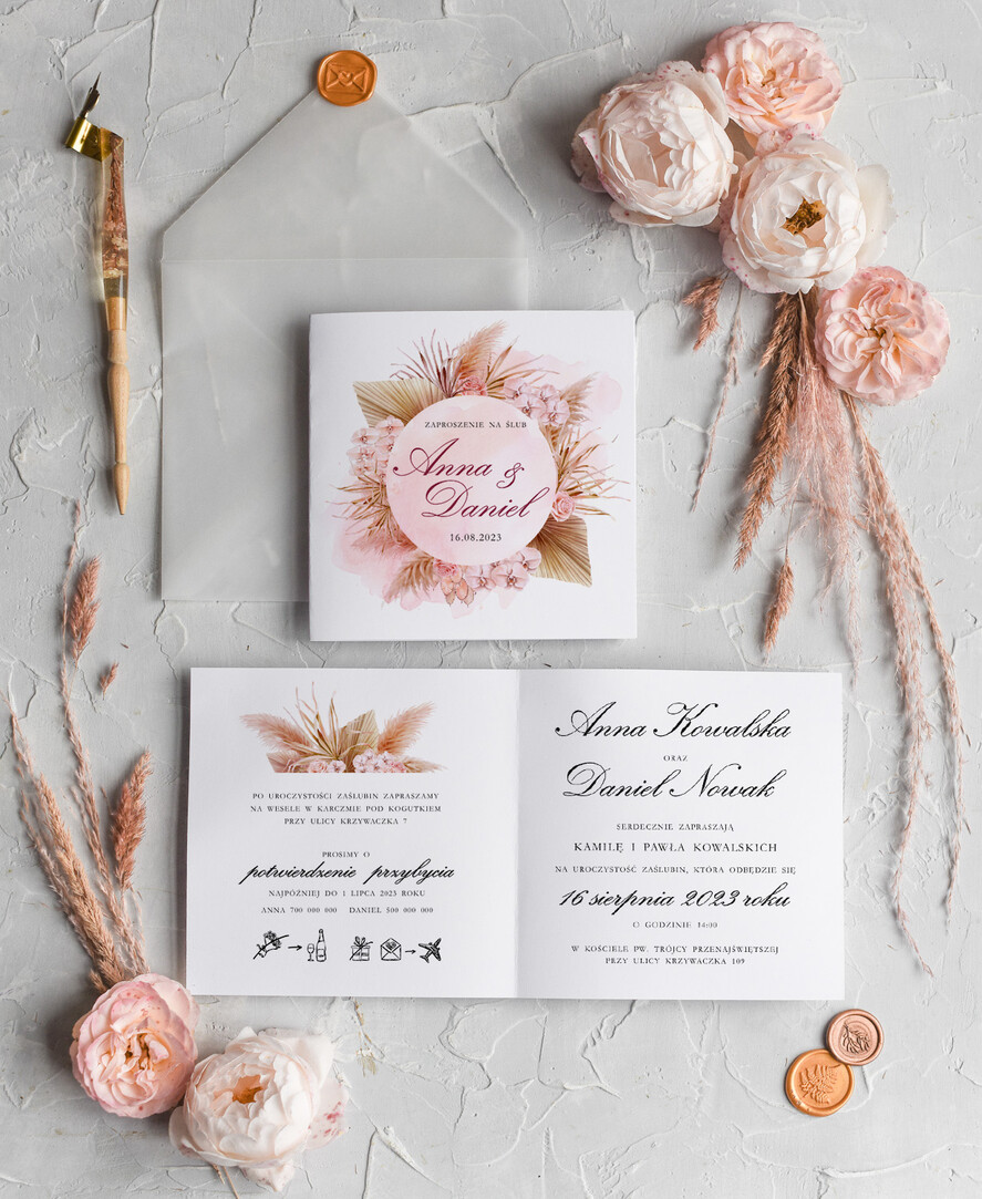 Zaproszenia ślubne Boho  Proste Boho Zaproszenia Ślubne  Wianuszek  Minimalistyczne Zaproszenia na Ślub Delikatne Zaproszenie Ślubne0