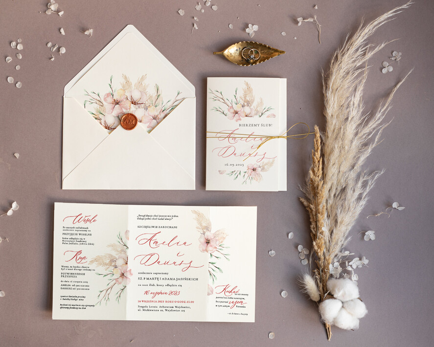 Zaproszenia ślubne Boho  Boho Zaproszenia Ślubne Trawa Pampasowa  Minimalistyczne Zaproszenia na Ślub Delikatne Zaproszenie Ślubne0