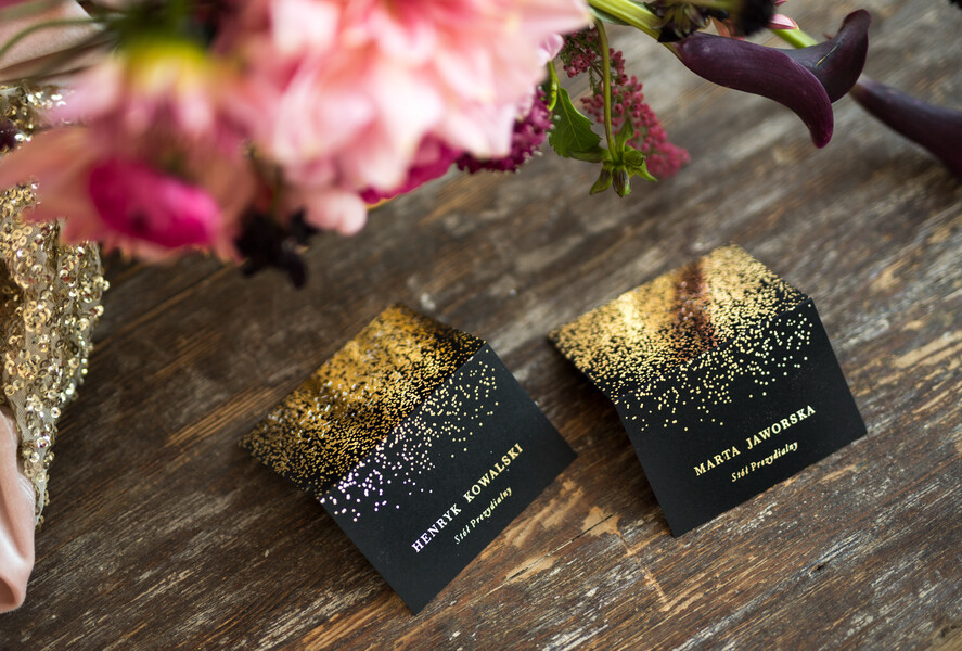 Winietki glamour ślubne winietki na stół weselny, złote lub srebrne0