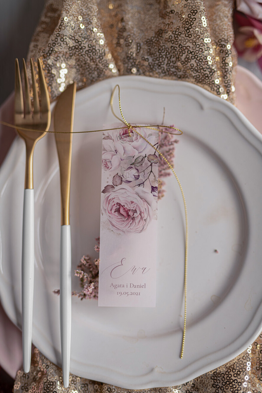 Winietki glamour ślubne wizytówki winietki na stół weselny, eleganckie złote2