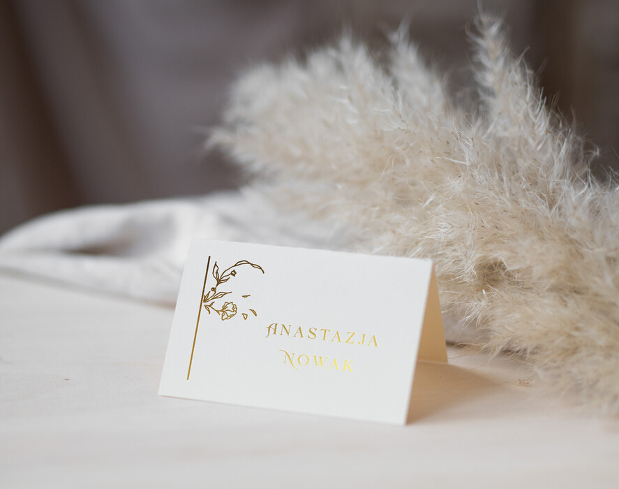 Winietki glamour eleganckie winietki na stół weselny wizytówki ślubne, złote napisy0