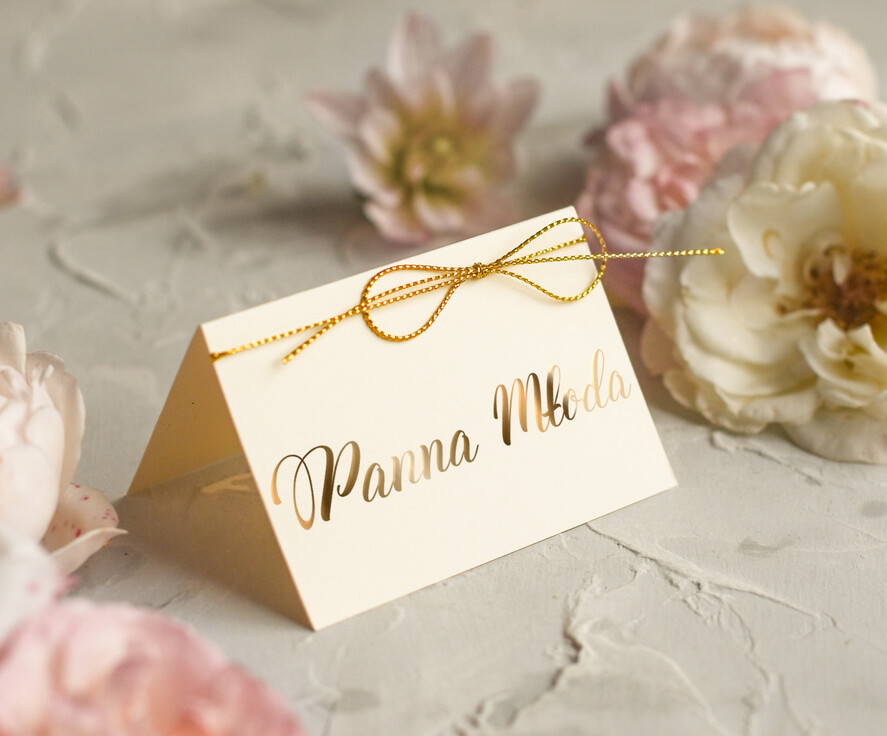 Winietki glamour eleganckie winietki na stół weselny wizytówki ślubne, złote lub srebrne napisy, winietki w stylu glamour, wizytówki na stół weselny 0