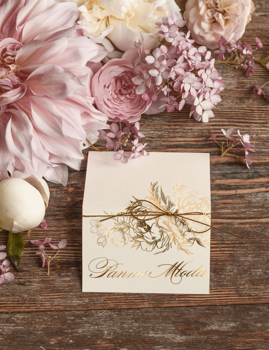 Winietki glamour winietki ślubne ze złotymi napisami, winietki ślubne wizytówki na stół weselny, złote lub srebrne litery, wizytówki na ślub ze złotym sznurkiem 1