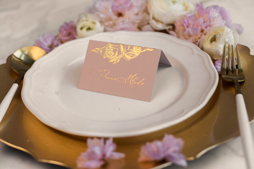 Winietki glamour ręcznie robione winietki ślubne wizytówki dla gości weselnych, rose gold lub złote1