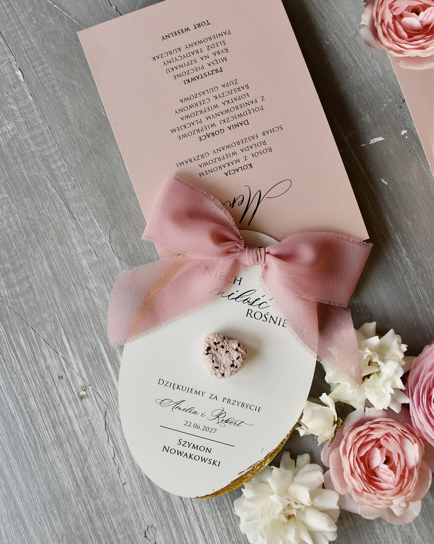 Winietki glamour winietka, podziękowanie dla gości i menu weselne, winietki na stół weselny z prezentem2