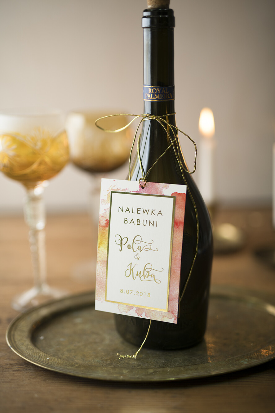 Zawieszki na butelki glamour etykiety na butelki weselne, glamour z waszym tekstem0